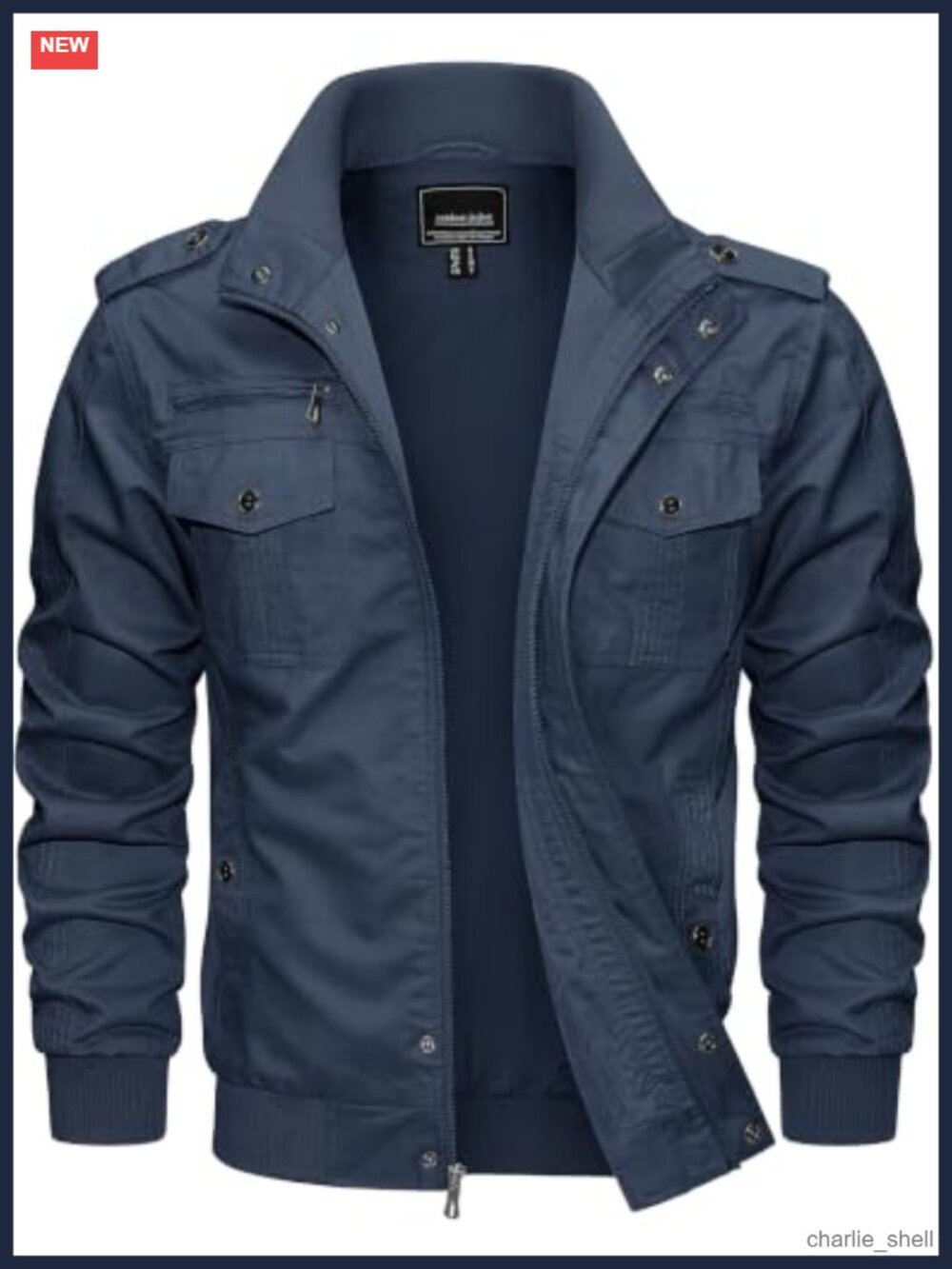 CRYSULLY Men's Military Jacket Cotton Workwear Coat Multi Pockets Windproof